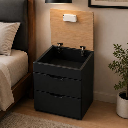 Smart Nightstand NFC Lock & Hidden Compartment, Side Storage Bedside Cabinet, Minimalist Secure Furniture for Living Bedroom